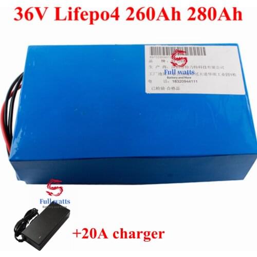 Lifepo4 LFP 36V 260ah 280ah battery pack for cruiser marine off grid Solar energy EV AGV Electric forkleft RV van + 20A Charger
