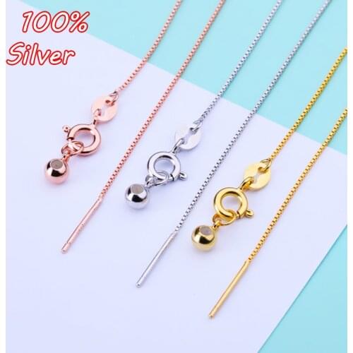 925 sterling silver Color fashion charm necklace 45cm box chain wear-resistant DIY adjustable necklace wholesale