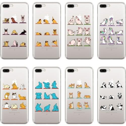 Phone Case For Apple iPhone X XR XS MAX 8 7 6S 6 S Soft Silicone Yoga Pig Pug Corgi Dog Back Cover For iPhone 6 S 6S 7 8 Plus
