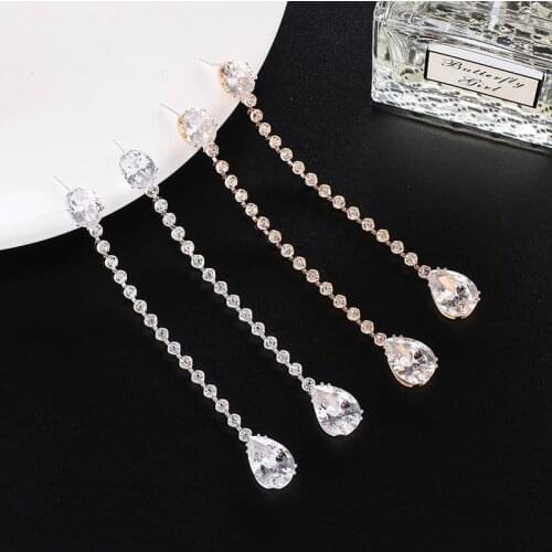 Elegant water drop AAA Cubic Zirconia Dangle Earrings for Women Wedding Jewelry Accessories jewelry Factory Price E729