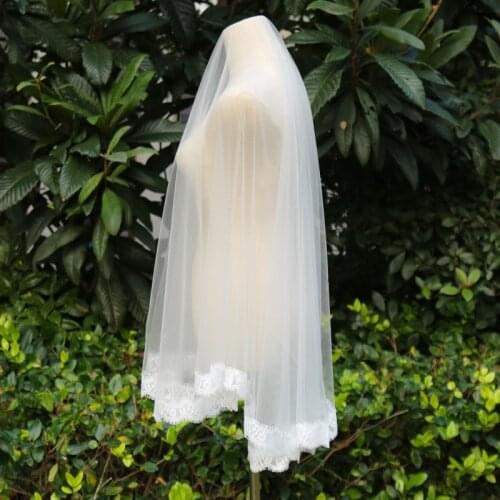 Lace Edge Tulle Cathedral Wedding Veil White Ivory Red Black Veil Brides Veu De Noiva Longo 1.5M 2M 3M Bridal Veil No Comb