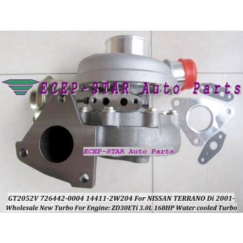 GT2052V 726442-5004S 726442 14411-2W204 Water cooled Turbocharger For NISSAN Pathfinder Mistral TERRANO 2001- ZD30ETi 3.0L 168HP