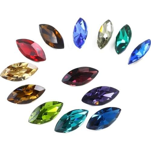 Crystal Stones Horse Eye Navette K9 Glass Glue On Strass Rhinestones Appliques For Clothes Crafts Jewelry Nailart Decorations