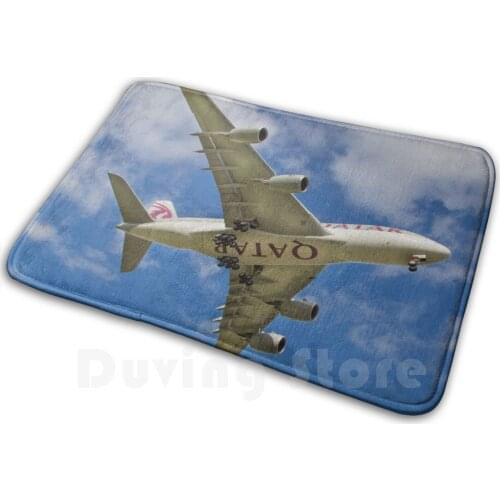 Qatar Carpet Mat Rug Cushion Qatar Airplane Landing 747 780 Fly Holiday Land Air Travel Plane Airport Pilot Aviation Flight
