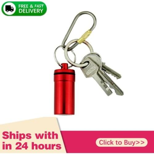 Creative Stainless Steel Medicine Bottle Keychain Case Container Waterproof Holder Aluminum Drug Pill Box Keyring Dropshipping