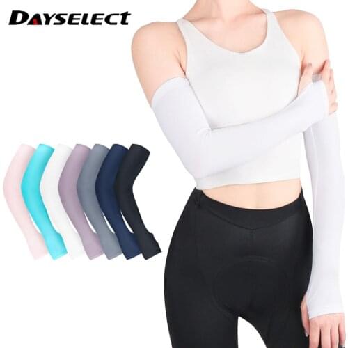 1 Pair Ice Silk Sleeves Summer Uv Protection Breathable Non-Balling Elastic Tight Sleeves Riding Running Sports Arm Guards