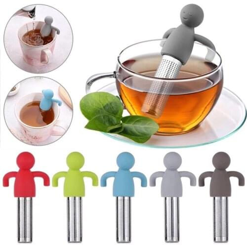 Little Man Shape Silicone Tea Strainer With Tea Infuser Filter for Brewing Tea Bags Tea Cup Decoration Kitchen Accessories&Tools
