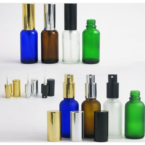 12 x 30ml Refillable Glass Mist Sprayer Perfume Bottle Containers 1oz Cosmetic Perfume Fragrance packaging Clear Blue Amber