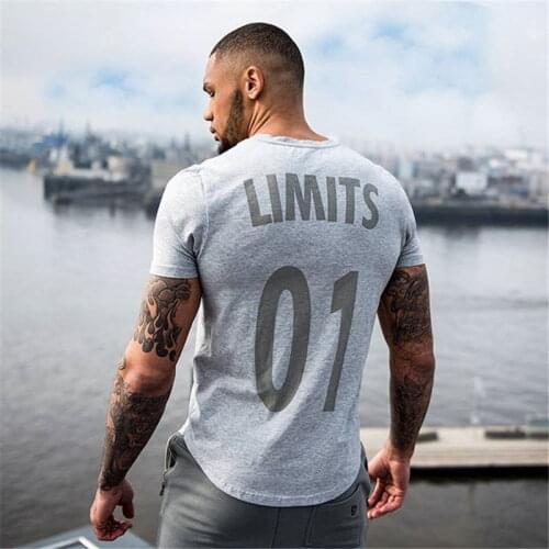 Mens Muscle Fit Short Sleeve Crew Neck Gym Athletic T-Shirt With Longline Stretch Fitness Tee
