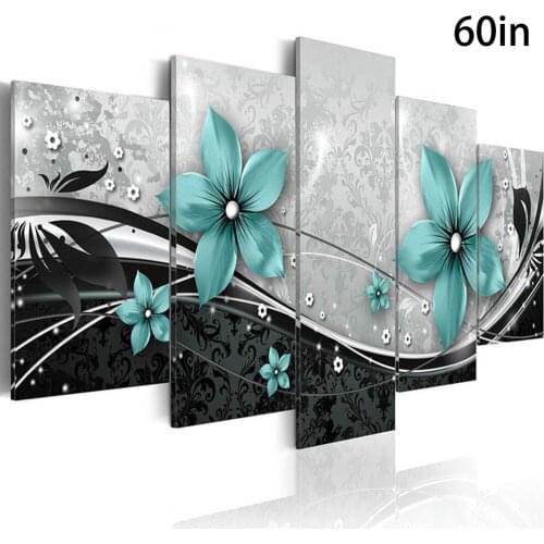 5Pcs In 1 Set Modern Flower Canvas Painting Wall Art HD Abstract Gorgeous Home Decor Picture Decor Gift For Friends