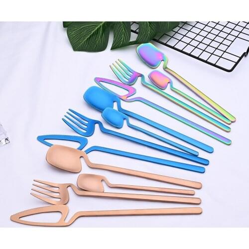 32Pcs Matte Gold Cutlery Set Knife Fork Spoon Dinner Tableware 304 Stainless Steel Dinnerware Bar Party Flatware Silverware Set