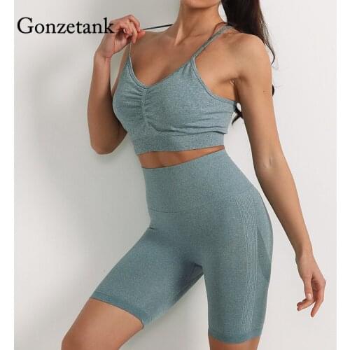 2021 New Women Seamless Yoga Set Womens Sports Bra Breathable Quick-Drying Shorts Tight-Fitting High-Elastic Five-Point Pants