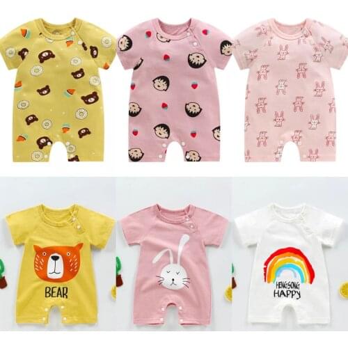 New Baby Boy Girl Rompers Cotton Soft Newborn Short Sleeve Summer Jumpsuit Lovely Cartoon Bear Baby Outfit Clothes Jumpsuit