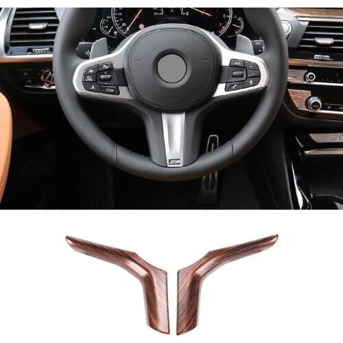 Pine Wood Grain For BMW X3 X4 X5 G01 G02 G05 2019 ABS Chrome Steering Wheel Decoration Cover Trim For BMW 5 Series G30 G38