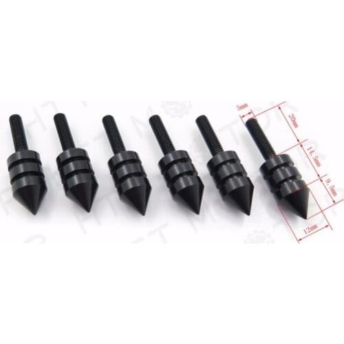 Aftermarket free shipping motorcycle parts 6PC BLACK BILLET ALUMINUM MOTORCYCLE SPIKED BOLT SCREW FOR WINDSCREEN B