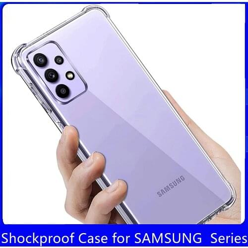 Shockproof Transparent Case For Samsung A52 A72 A12 A42 A32 A22 A82 A71 A51 A21S A41 A31 A02S S20 S21 FE S10 Silicone TPU Cover