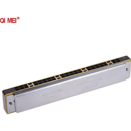 QIMEI QM24A-6 24 Holes Harmonica Tremolo Mouth Organ Key of C Professional Performance with Box