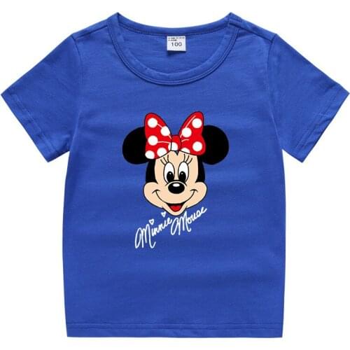 Cartoon Minnie Childrens Summer Short Sleeve Round Neck T-shirt Girls Cotton Base Shirt Half Sleeve T-shirt New Kids Soft Top