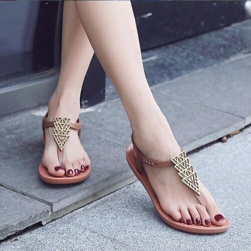 Sandals Female Bohemian National Wind Flat Bottom Wild Resort Beach Shoes Flat Slippers for Women Zapatos De Mujer Comfortable