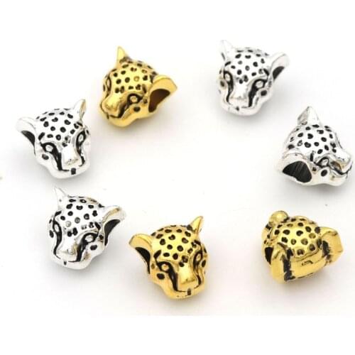 Tibetan Silver Gold Color Big Hole Leopard European Spacer Metal Loose Beads For Jewelry Making Diy Finding Needlework Wholesale