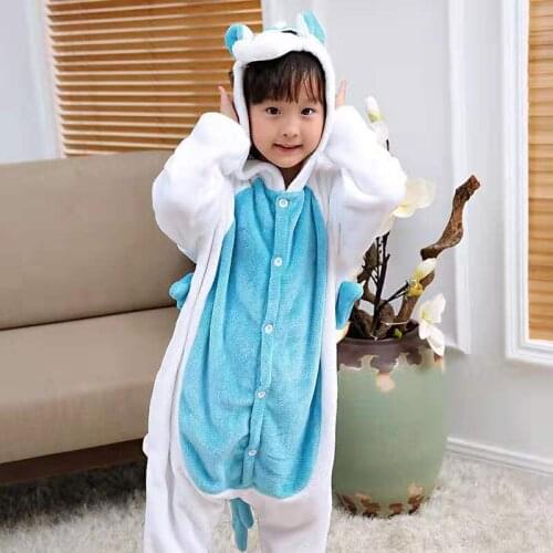 Thick Warm Hooded Blanket Sleepers Winter Flannel Unicorn Pajamas Jumpsuit Cartoon Boys Pajamas For Girl Kids Sleepwear Sets