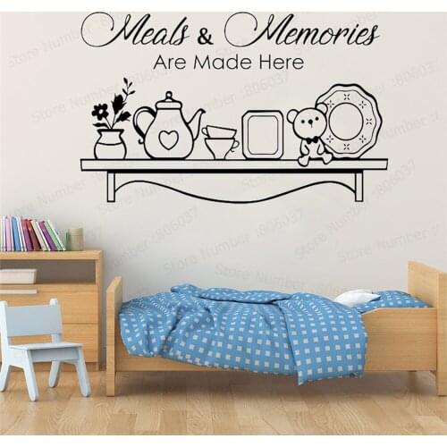Kitchen Wall Decal Meals and Memories are Made Here Quote Vinyl Wall Art Stickers Family Decals Home Dining Room Decor WL207