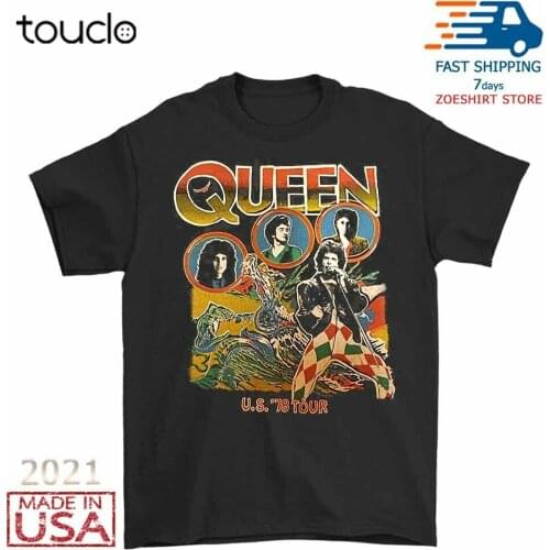 Vintage Rare Queen 1978 Tour Band Mens T-Shirt Black Size S-3XL