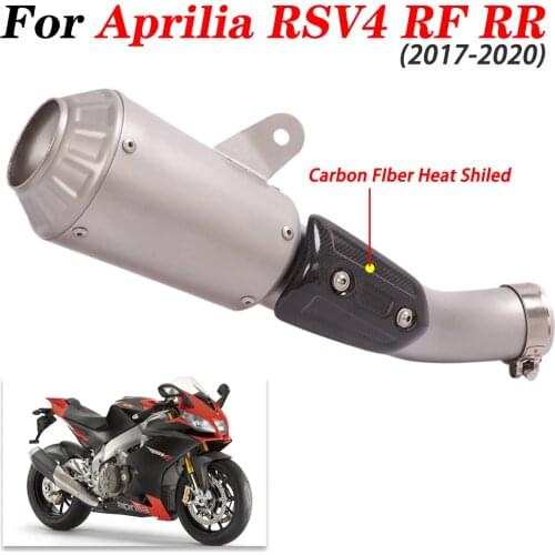 Motorcycle Exhaust For Aprilia RSV4 RF RR 2017-2020 Motorcross Escape Moto Modified Muffler Link Pipe Carbon Fiber Heat Shiled