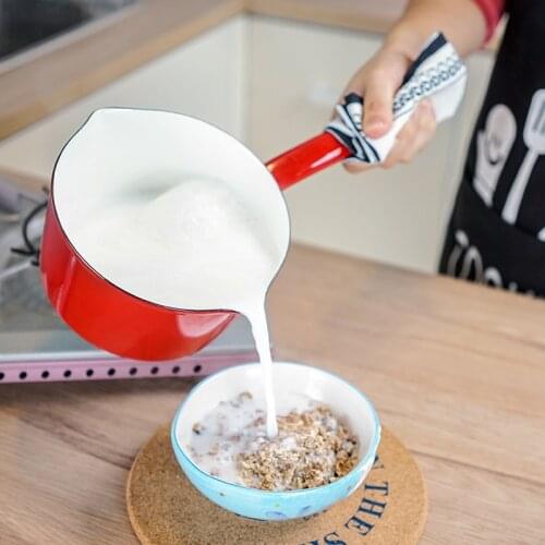 Japanese enamel porcelain baby supplementary food single handle milk soup pot snow pan cooking electromagnetic furnace gas