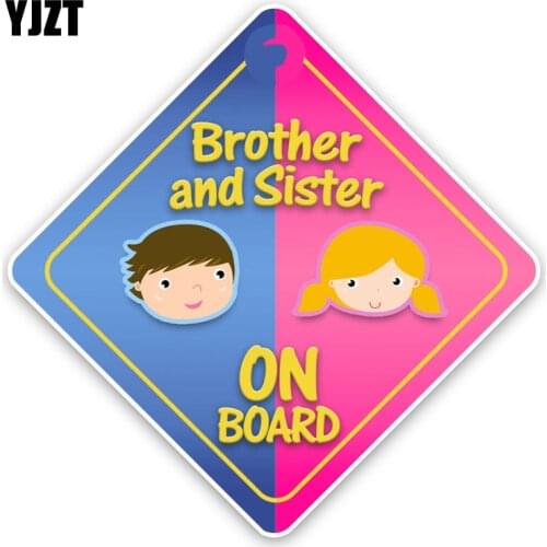 YJZT 14.5*14.5CM Lovely Brother And Sister BABY On Board Colored Warning Sign Car Sticker Decoration Graphic C1-5670