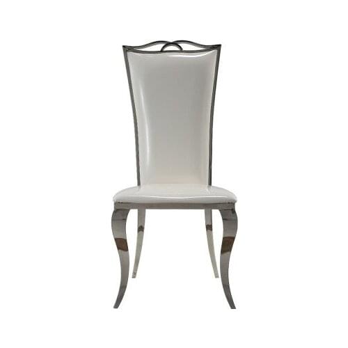 ChinaFurniture processing and production factory modern light luxury leather dinner chair Stainless Steel foot