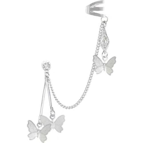 Butterfly Fairy Exaggeration Clip-on Earrings 2021 New Jewelry Tassel Unique Unusual Ear Bone Clip Dangle Earrings For Women