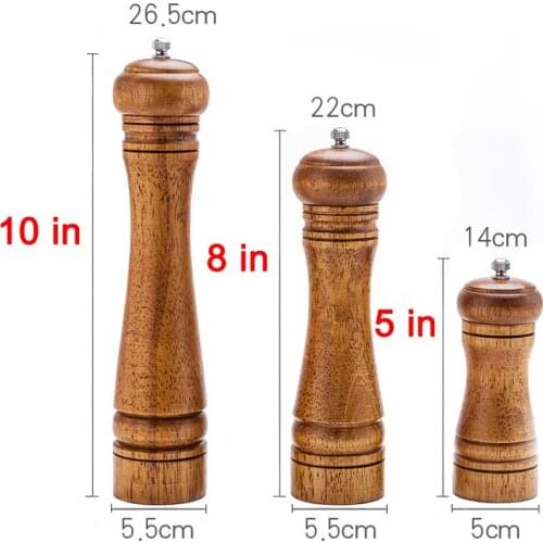 1 Pcs Salt Pepper Mill Ceramic Grinder Wooden Manual Adjustable Durable Kitchen Tools NOV99