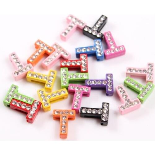 10pcs/lot 8mm Letter Alphabet Slider Charm Full Rhinestone Colorful Charms Fit For Pet Dog Cat Tag Collar