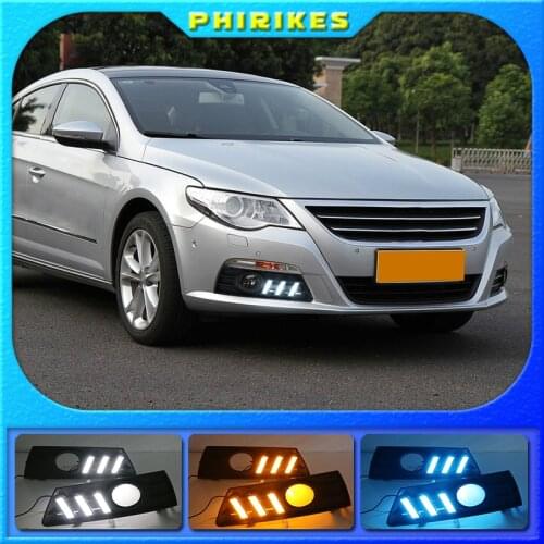 2PCS Car light For VW PASSAT CC 2009 2010 2011 2012 2013 LED DRL Daytime running lights with fog lamp cover