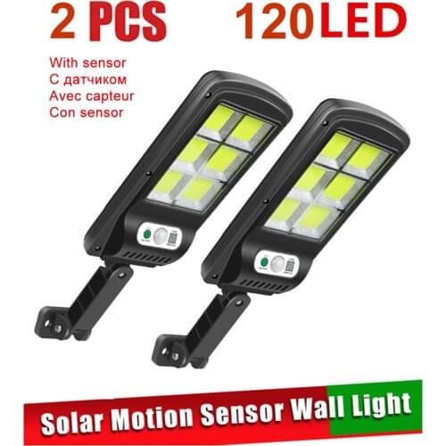 2pcs tabular oblong 120 COB Solar Light Recharged Leds Outdoor Waterproof Motion Sensor Garden Solar Lamp Path Street IP65 Wall
