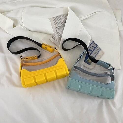 2021 New Fashion Transparent PVC Shoes Shape Underarm Shoulder Bags For Women Silicone Casual Patchwork Ladies Small Handbags