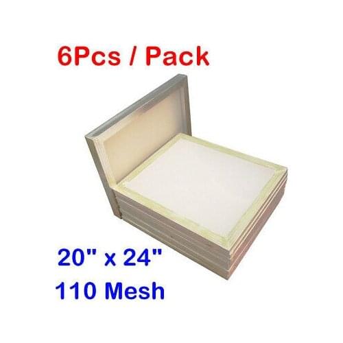 6Pack 20x24" Aluminum Frames Silk Screen Printing 110 White Mesh Pre-stretched
