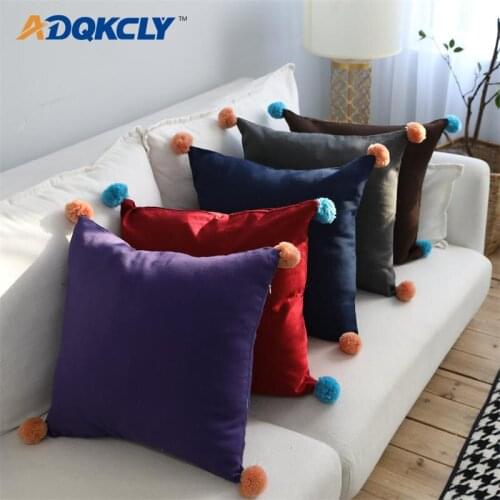 ADQKCLY Solid Balls Cushion Cover 100% Cotton Softness throw Pillowcase for Home Textile Decorative Sofa Seats Square Pillowcase
