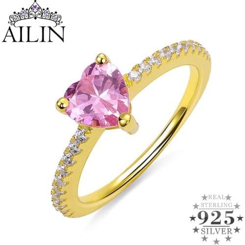 AILIN Custom Heart Birthstone Wedding Rings Women 925 Sterling Silver Personalized Promise Ring Cubic Zirconia Jewelry Gifts