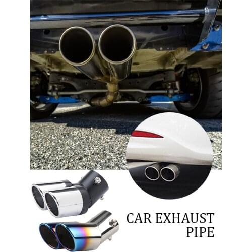 Auto Double Outlet Mufflers Car Exhaust Pipe Tip Stainless Steel Inclined Automatic Muffler Universal Car Exterior Accessories