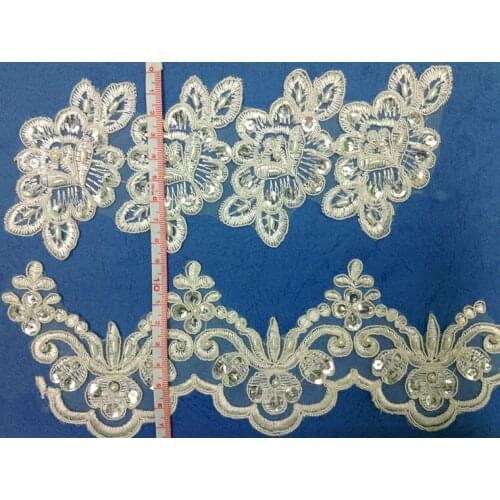 FREE SHIPPING 8.5cm organdy polyester embroidery framed beaded and sequined veil lace trim,XERY-Z732/Z156