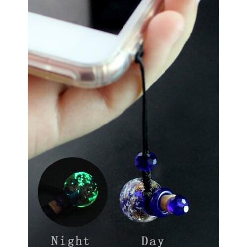 1PC Glowing in the Dark Essential Oil Bottle Aromatherapy Bottle Pendant Cellphone Straps Murano Glass Perfume Bottle keychain
