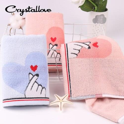 CRYSTALLOVE 100% Cotton Cartoon Love Family Men Women Children Bathing Face Towels Absorbent Soft Rectangular Striped Bath Towel