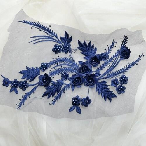Color bead hot diamond embroidery 3D flower wedding dress, handmade diy material, fashion clothes, decorative patch