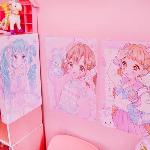 Decoration Card Cute Pink Style Postcard Creative Cards Bedroom Background Collocation Wall Stickers Girls Home Decor