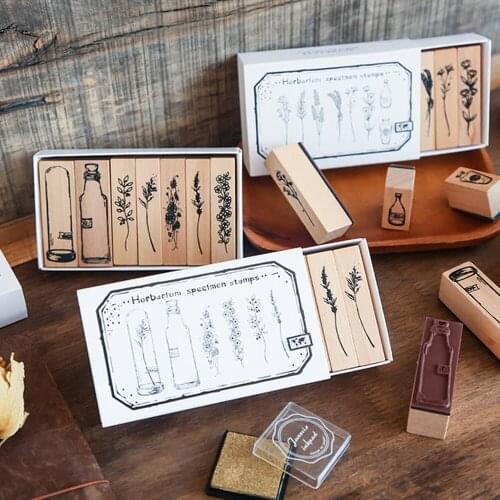 DIY Wooden Scrapbooking Stamps Handbook Hand Ledger Decoration Plant Flower Pattern Sealing Stamp