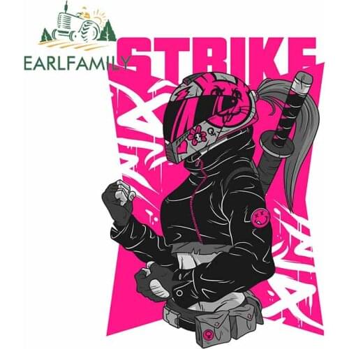 EARLFAMILY 13cm x 9.4cm for Ninja Girl with Helmet Strike Car Stickers VAN Decal Laptop Windows Surfboard Motorcycle Decoration