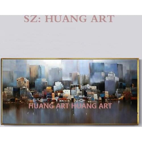 Knife Canvas Oil Paintings Abstract City Scenery Art Gold Abstract Paintings Home Decor Handmade Wall Oil Painting For Bedroom