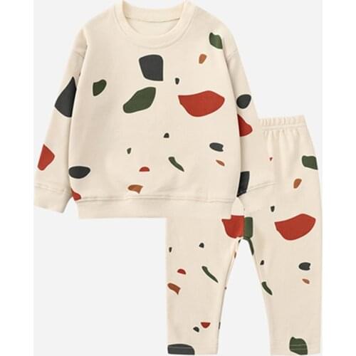 Baby Girl Long Sleeve Clothes Set Toddler Girls Printed Top + Pants 2pcs Suit Pure Cotton Clothes Outfits